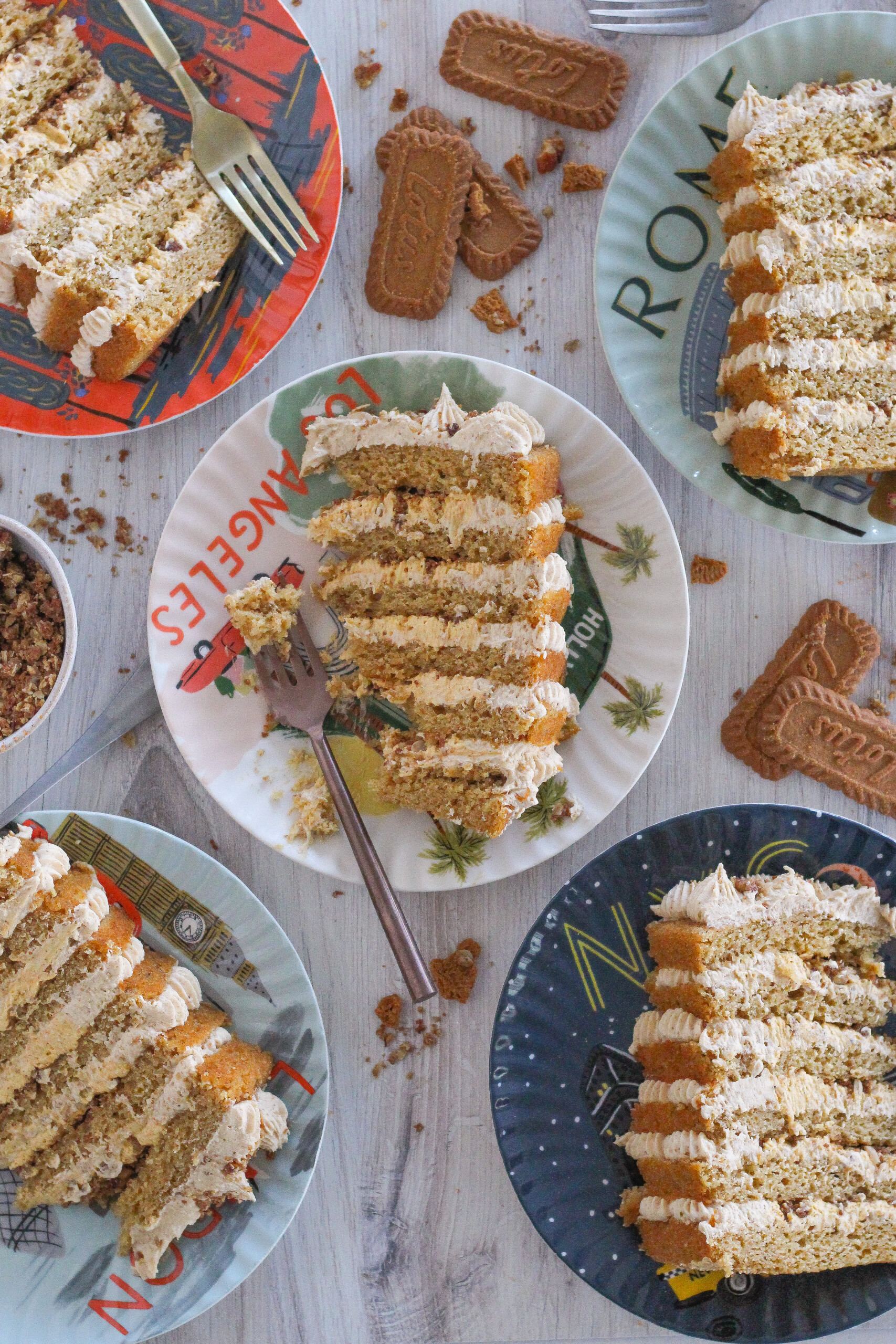 Cake slices on plates.