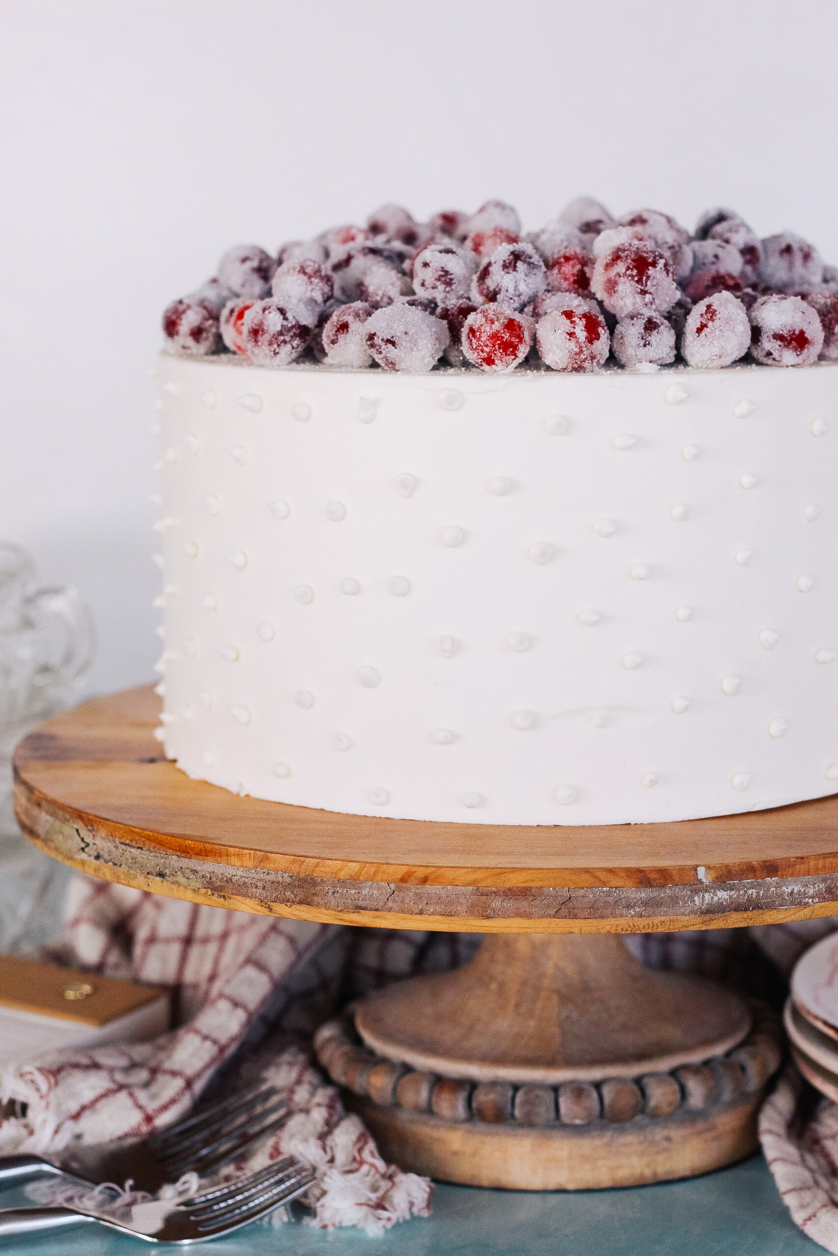 Cake on a cake stand.