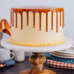 Cake on a cake stand.