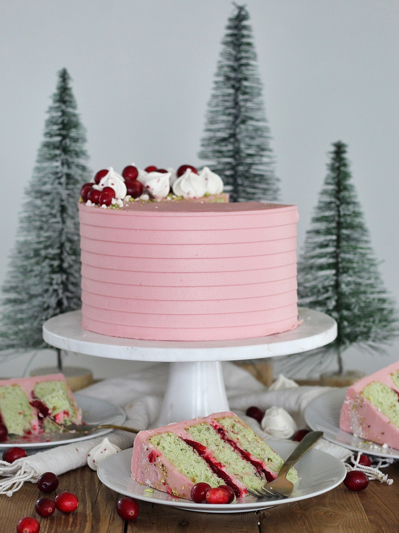 Cake on a cake stand.
